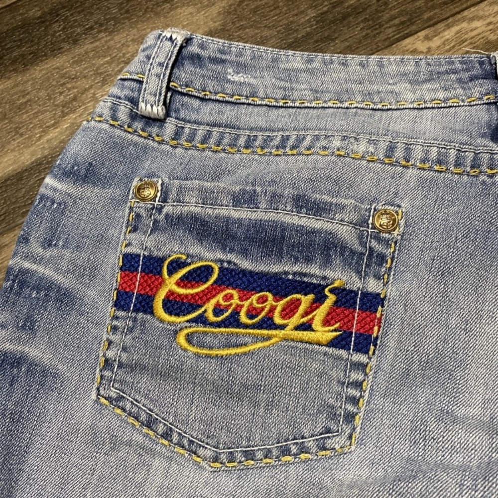COOGI Denim Shorts Women's 34x12 Embroidered Embellished Low Rise Blue Jean Jort - Picture 7 of 14